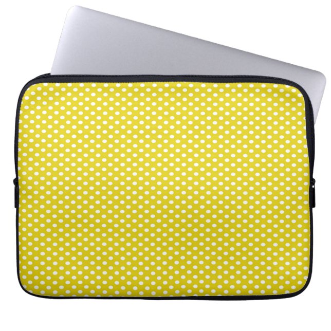 Yellow Polka Dots Laptop Sleeve (Front)