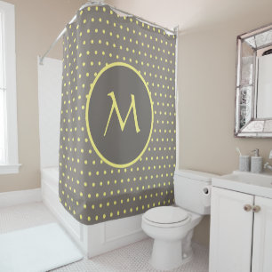Yellow polka dots monogrammed grey
