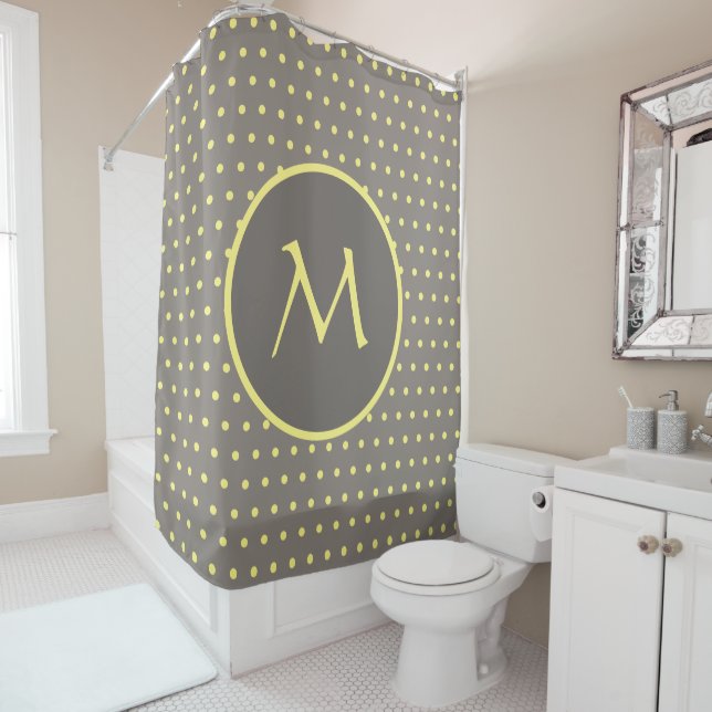 Yellow polka dots monogrammed grey (In Situ)