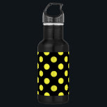 Yellow polka dots on black backgound 532 ml water bottle<br><div class="desc">Yellow polka dots on black backgound</div>