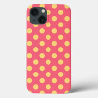 Yellow polka dots on coral Case-Mate iPhone case