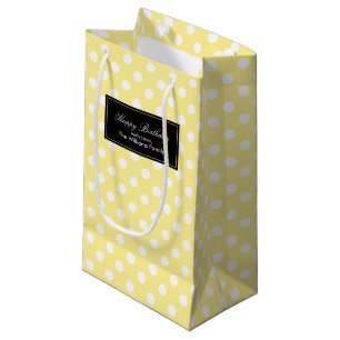 Yellow Polka Dots Personalized Small Gift Bag