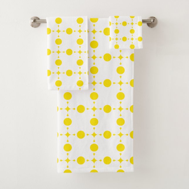Yellow Polka Dots, Polka Dot Pattern, Dots, Dotted Bath Towel Set (Insitu)