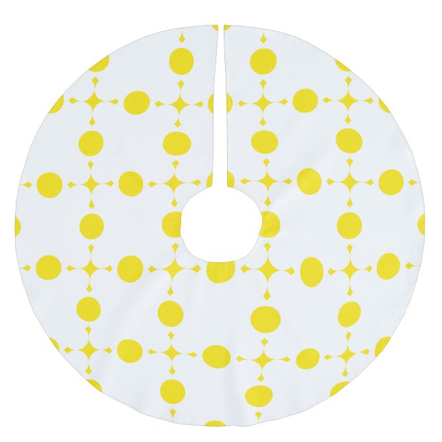Yellow Polka Dots, Polka Dot Pattern, Dots, Dotted Brushed Polyester Tree Skirt (Front)