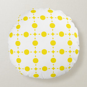Yellow Polka Dots, Polka Dot Pattern, Dots, Dotted Round Pillow