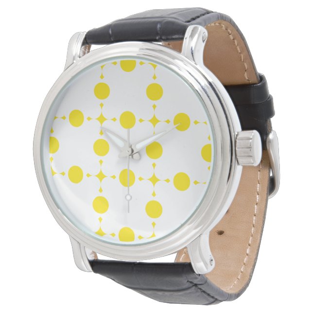 Yellow Polka Dots, Polka Dot Pattern, Dots, Dotted Watch (Angled)