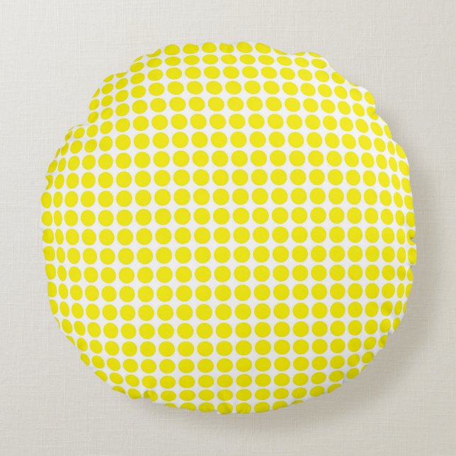 Yellow Polka Dots Round Pillow (Front)