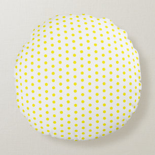 Yellow Polka Dots White Custom Colours Cute Pretty Round Pillow