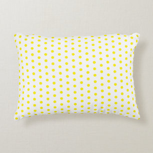 Yellow Polka Dots White Custom Colours Cute Trendy Accent Pillow