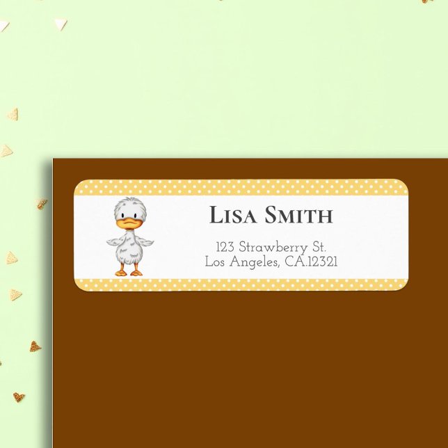 Yellow Polka Dots with Duck Illustrated Address (Creator Uploaded)
