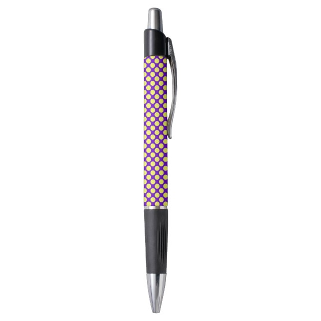 Yellow Polka Dots With Purple Background Pen (Bottom (Vertical))