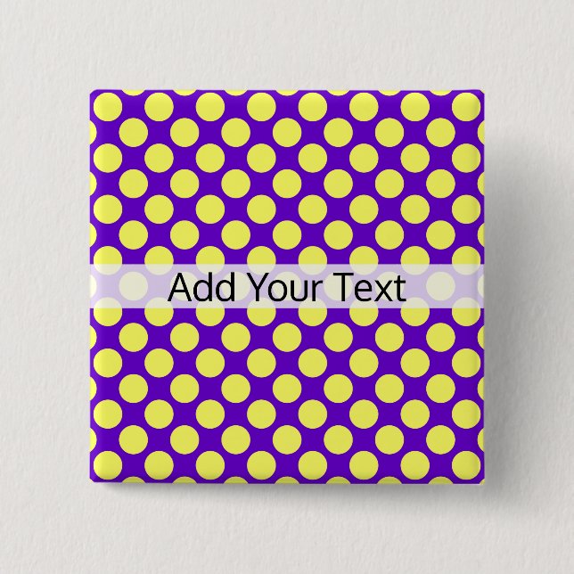 Yellow Polka Dots with Purple Background STaylor 2 Inch Square Button (Front)
