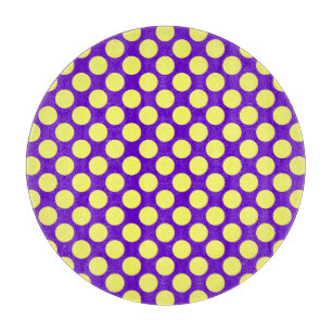 Yellow Polka Dots with Purple Background STaylor Cutting Board