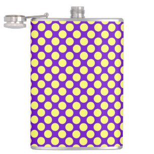 Yellow Polka Dots with Purple Background STaylor Hip Flask