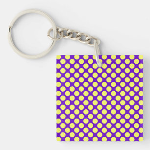Yellow Polka Dots with Purple Background STaylor Keychain
