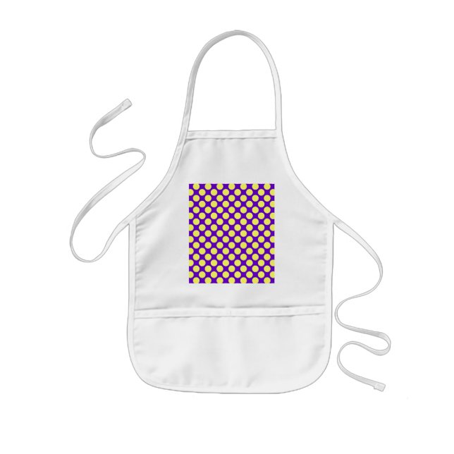 Yellow Polka Dots With Purple Background STaylor Kids Apron (Front)