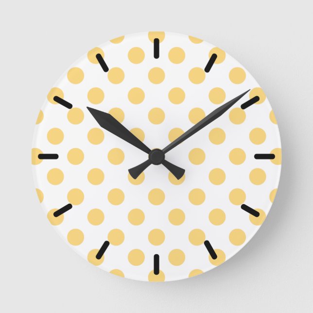 Yellow polkadots round clock (Front)