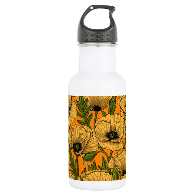 Yellow poppies 532 ml water bottle (Front)