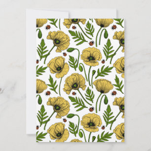 Yellow poppies and ladybugs