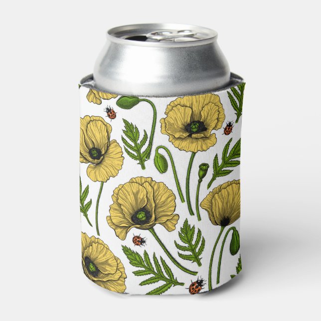 Yellow poppies and ladybugs can cooler (Can Front)