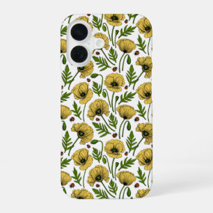 Yellow poppies and ladybugs iPhone 16 case