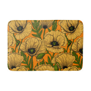 Yellow poppies bath mat
