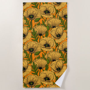 Yellow poppies beach towel