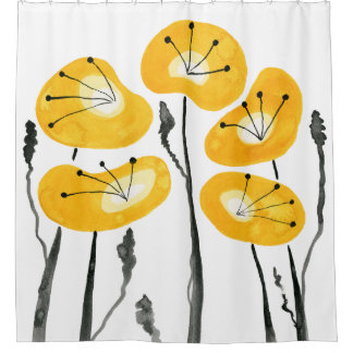 Yellow Poppies Boho Modern Bathroom Decor