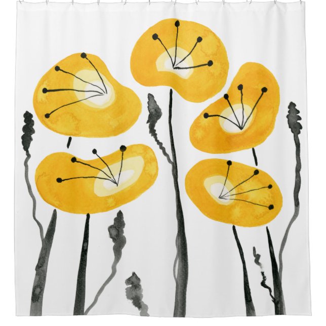 Yellow Poppies Boho Modern Bathroom Decor (Front)