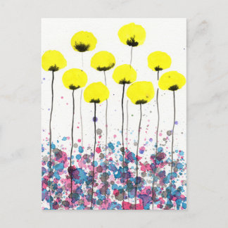 Yellow Poppies, Cottagecore Flowers Postcard