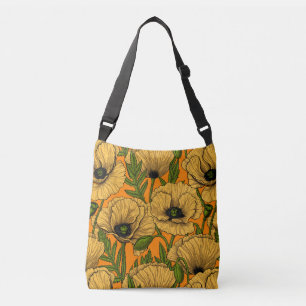 Yellow poppies crossbody bag