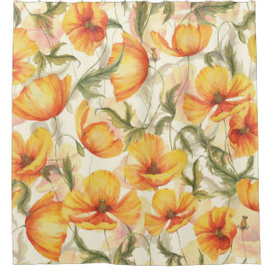 Yellow poppies: hand-drawn watercolor pattern.