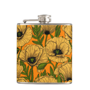 Yellow poppies hip flask