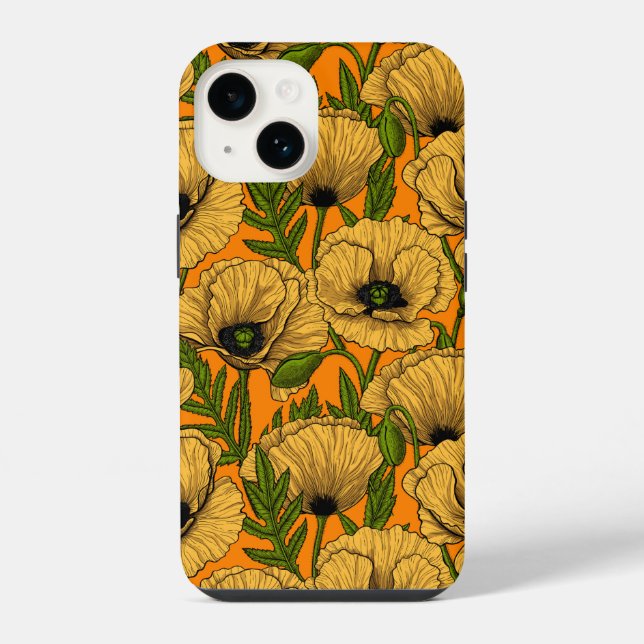 Yellow poppies iPhone case (Back)