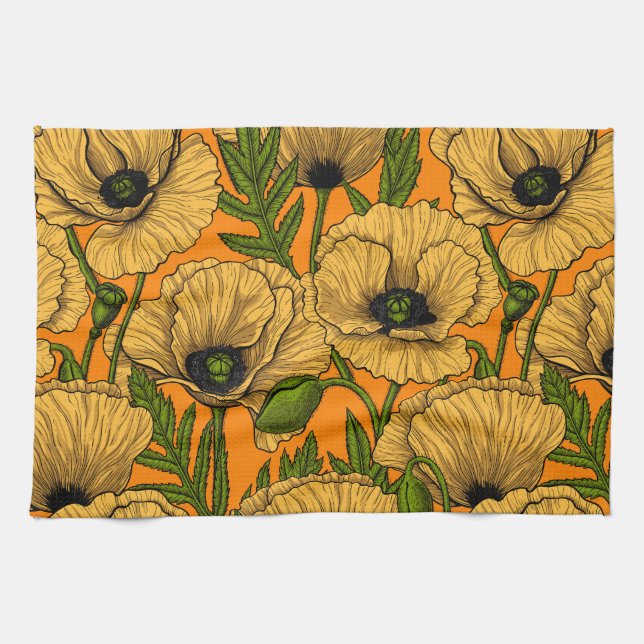 Yellow poppies kitchen towel (Horizontal)