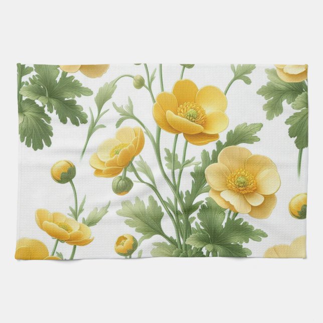 Yellow Poppies kitchen towel (Horizontal)