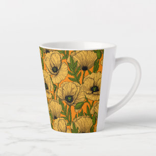 Yellow poppies latte mug