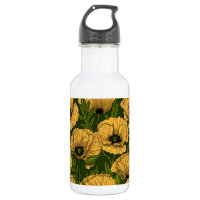 Yellow poppies on dark green