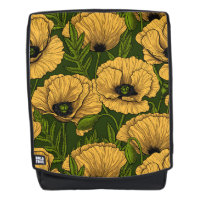 Yellow poppies on dark green