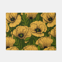 Yellow poppies on dark green