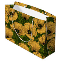 Yellow poppies on dark green