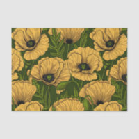 Yellow poppies on dark green