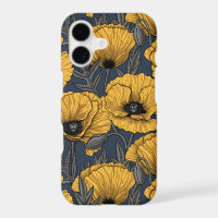 Yellow poppies on navy