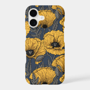 Yellow poppies on navy