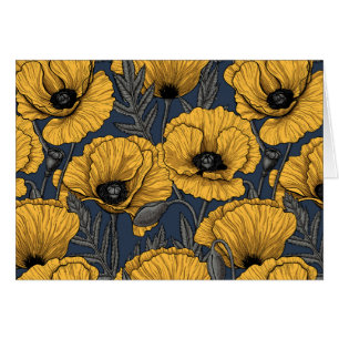 Yellow poppies on navy