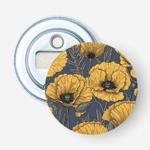 Yellow poppies on navy bottle opener