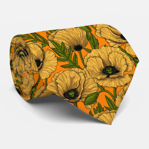 Yellow poppies tie