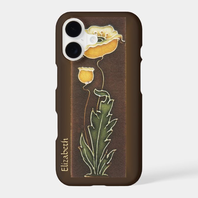 Yellow Poppy Aged Tile Look (Back)