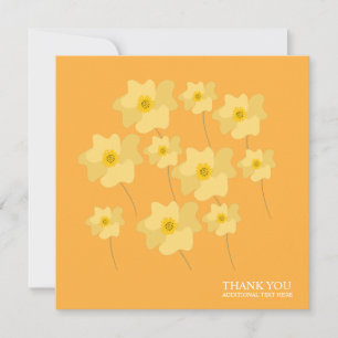Yellow Poppy Floral Hand Drawn Thank You  Postcard
