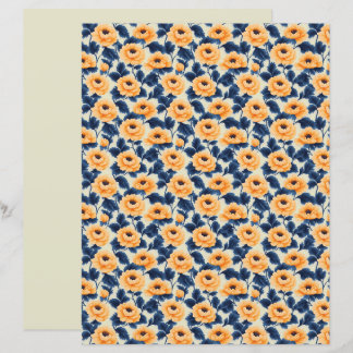 Yellow Poppy Floral Scrapbook Paper